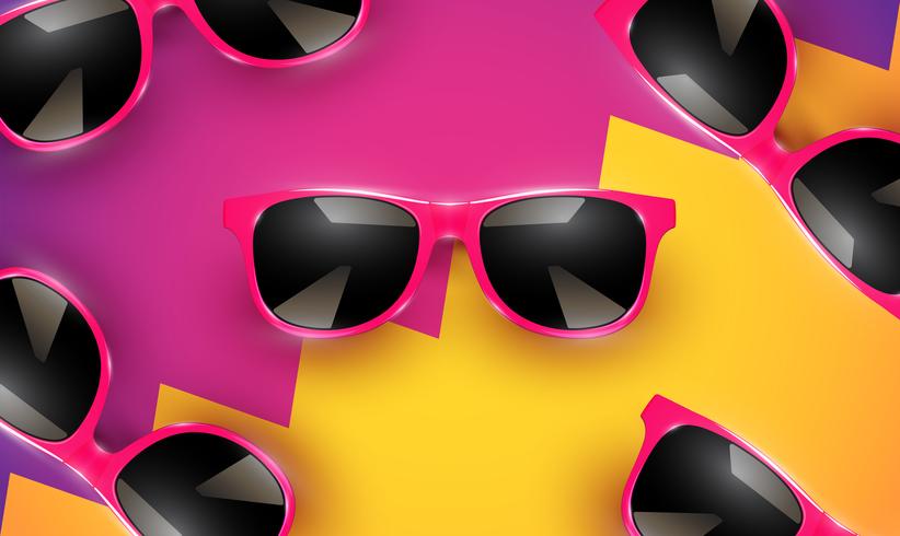 Realistic vector sunglasses on a colorful background, vector illustration