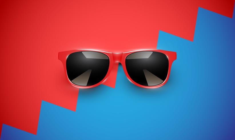 Gafas de sol vector realista en un fondo colorido, ilustración vectorial