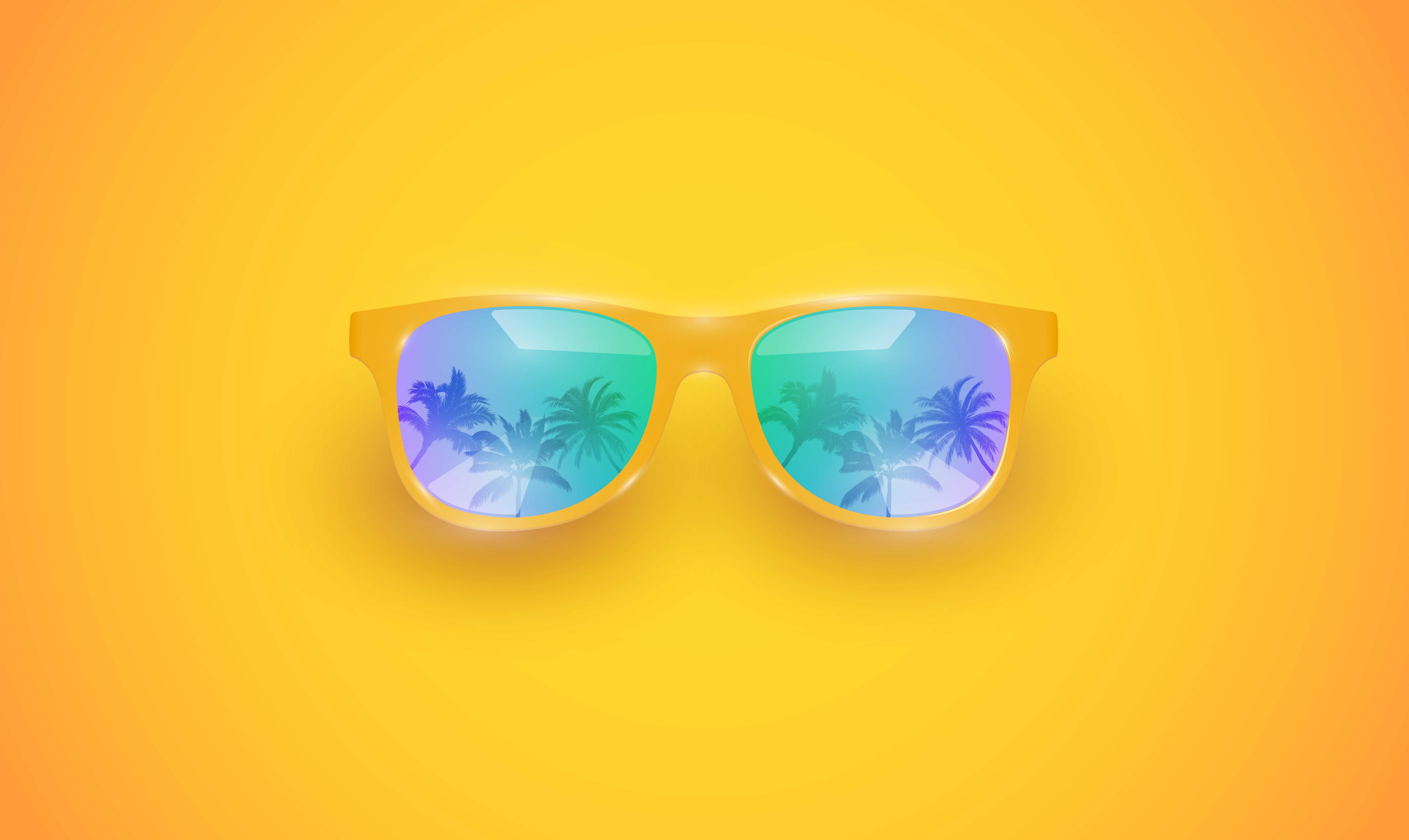 Gafas de sol vector realista en un fondo colorido, ilustración