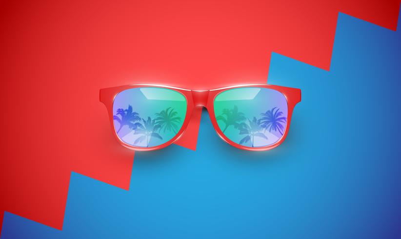 Gafas de sol vector realista en un fondo colorido, ilustración vectorial