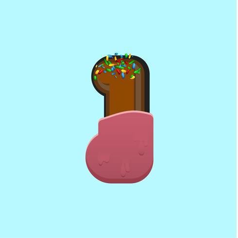 Sweet character from a fontset with, vector illustration