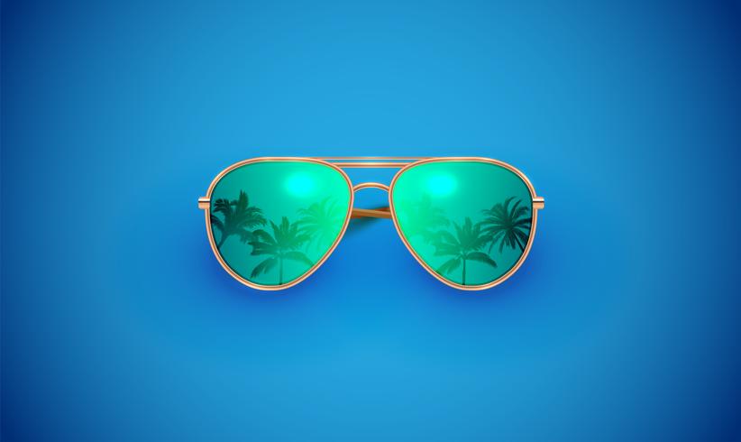 Gafas de sol vector realista en un fondo colorido, ilustración vectorial