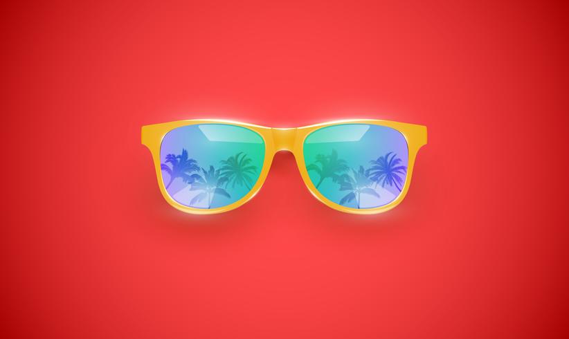 Realistic vector sunglasses on a colorful background, vector illustration