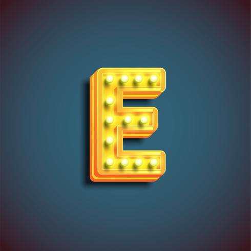 'Broadway' character with lamps from a fontset, vector illustration