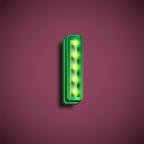 'Broadway' character with lamps from a fontset, vector illustration