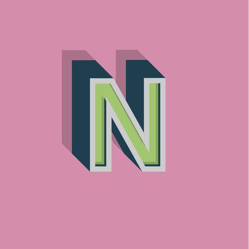 Retro 3D character from a fontset, vector illustration