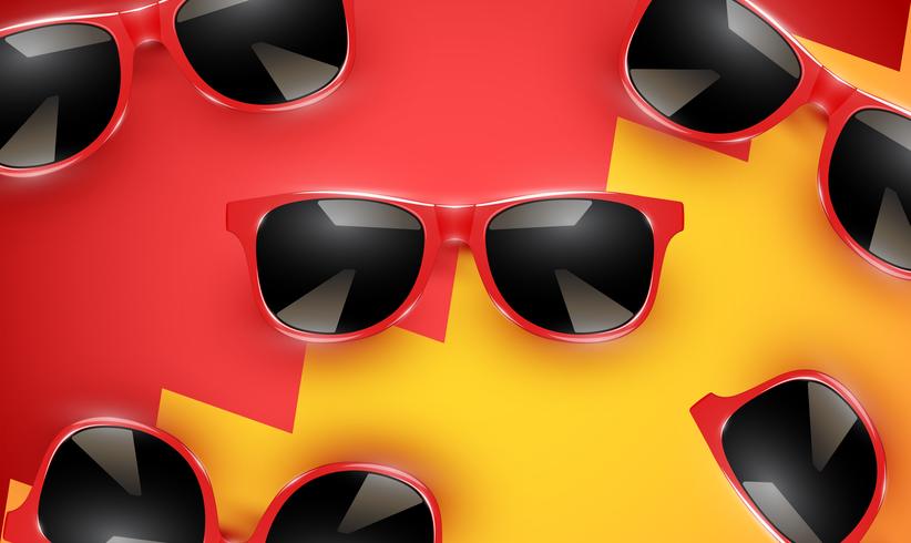 Realistic vector sunglasses on a colorful background, vector illustration