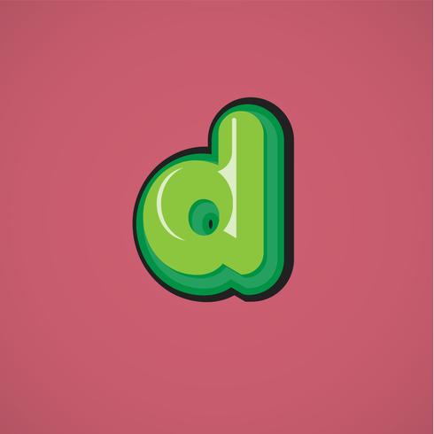 Green comic character from a fontset, vector illustration