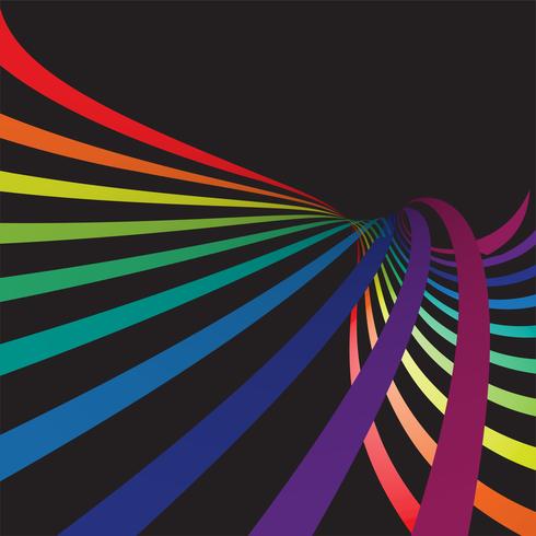 Colorful lines in 3D on black background, vector illustration