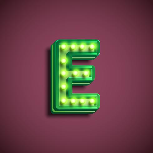 'Broadway' character with lamps from a fontset, vector illustration