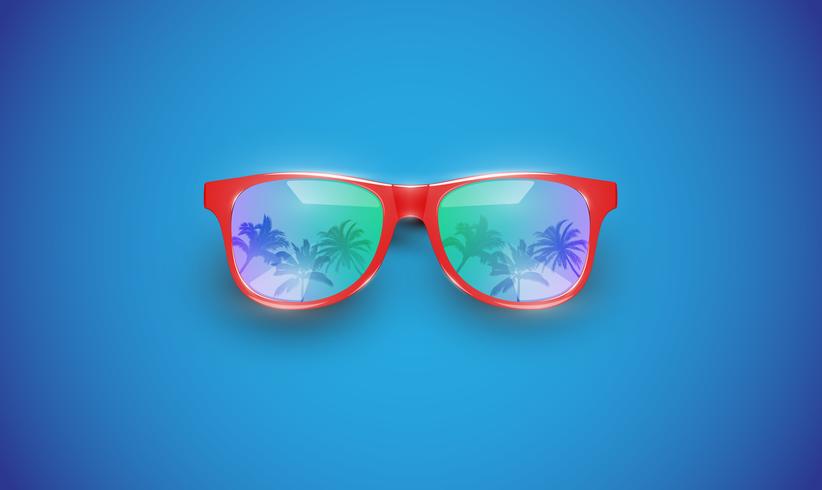 Gafas de sol vector realista en un fondo colorido, ilustración vectorial