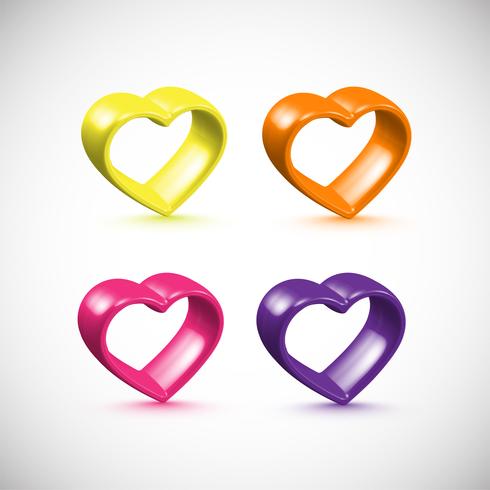 Colorful 3D heart frame set, vector