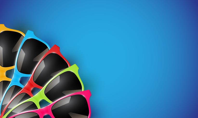 Realistic vector sunglasses on a colorful background, vector illustration