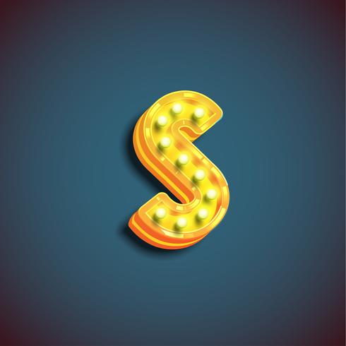 'Broadway' character with lamps from a fontset, vector illustration