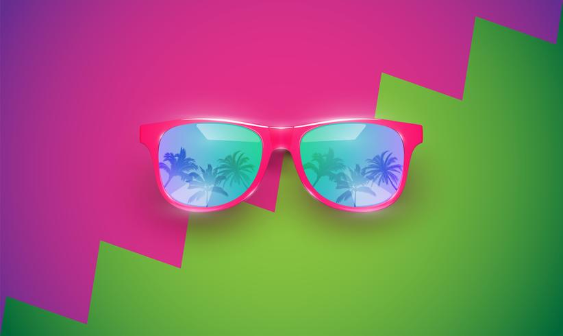 Realistic vector sunglasses on a colorful background, vector illustration