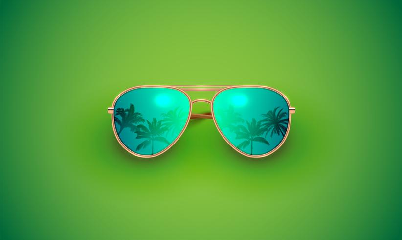 Realistic vector sunglasses on a colorful background, vector illustration