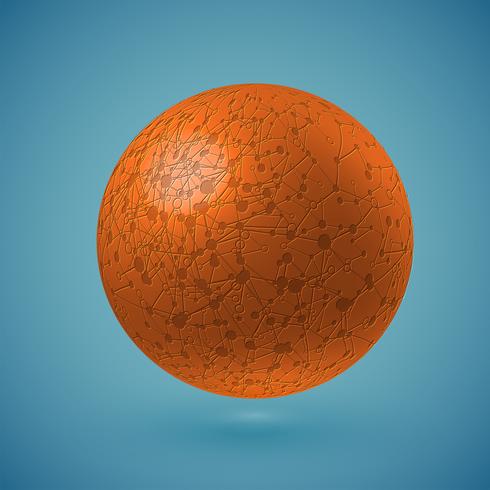 Connected orange globe, vector illustration