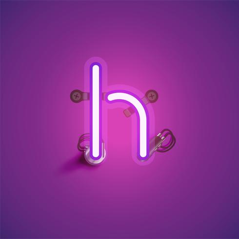 Pink realistic neon character with wires and console from a fontset ...