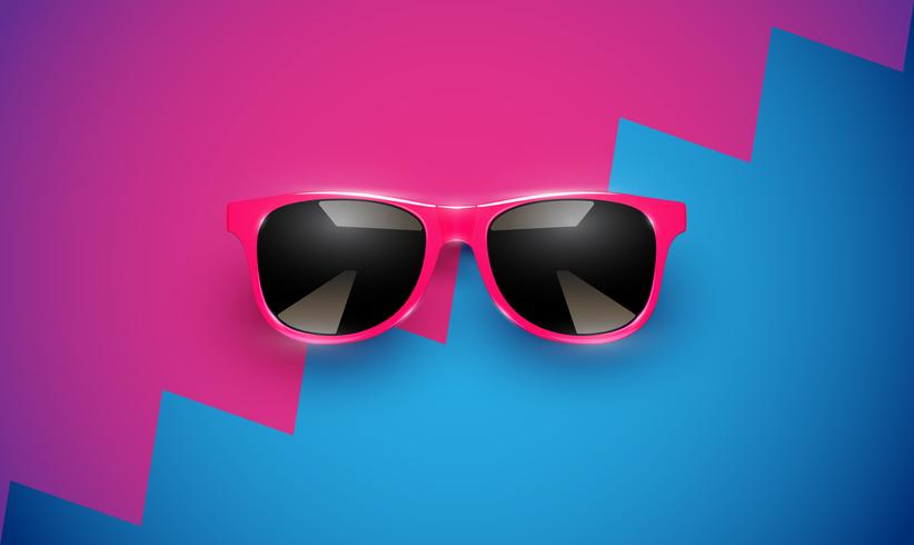 Realistic vector sunglasses on a colorful background, vector illustration