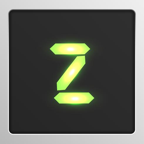 Digital character set typeface on a screen, vector illustration
