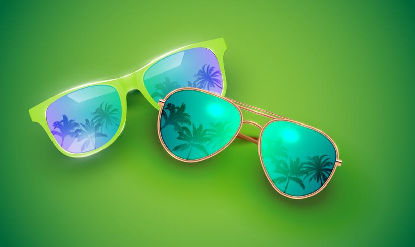 Realistic vector sunglasses on a colorful background, vector illustration