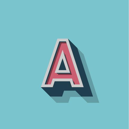 Retro 3D character from a fontset, vector illustration