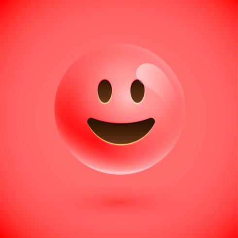 Emoticono realista rojo cara sonriente, ilustración vectorial vector