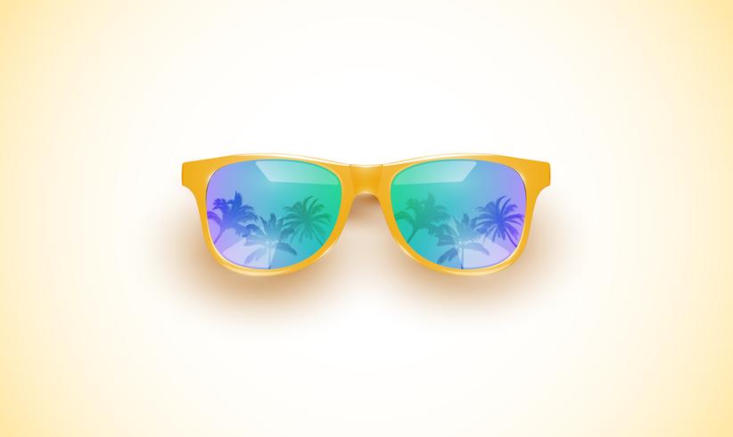 Gafas de sol vector realista en un fondo colorido, ilustración vectorial