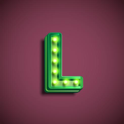 'Broadway' character with lamps from a fontset, vector illustration