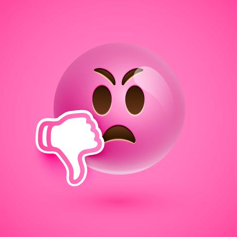 Emoticon with thumbs up, vector illustration