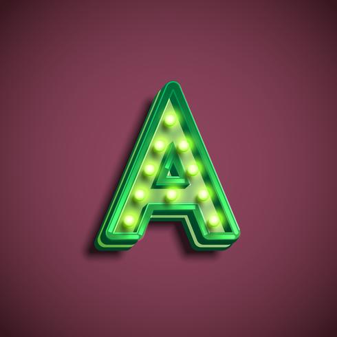 'Broadway' character with lamps from a fontset, vector illustration