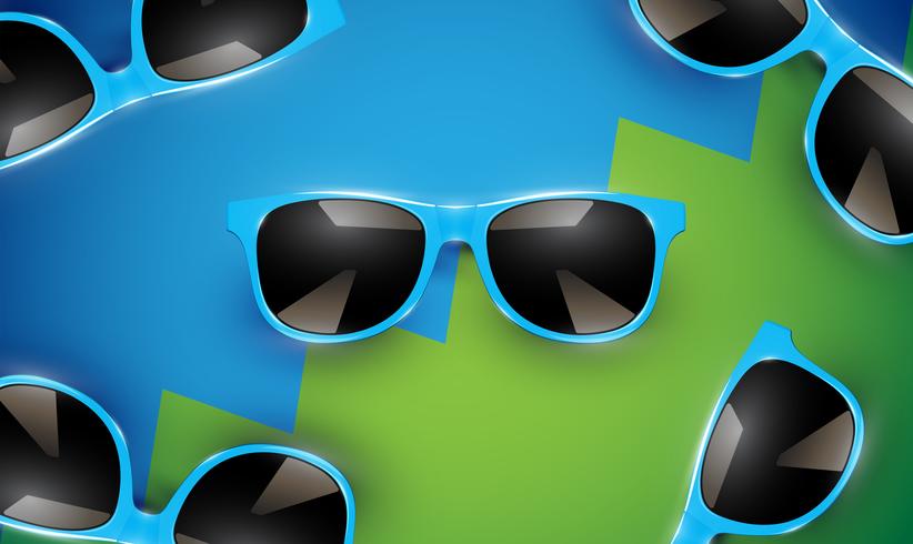 Realistic vector sunglasses on a colorful background, vector illustration