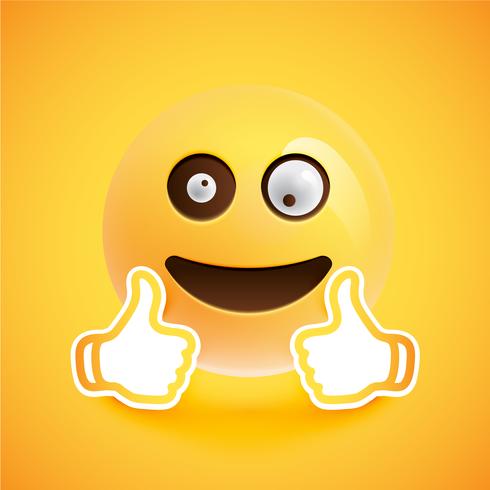 Emoticon with thumbs up, vector illustration