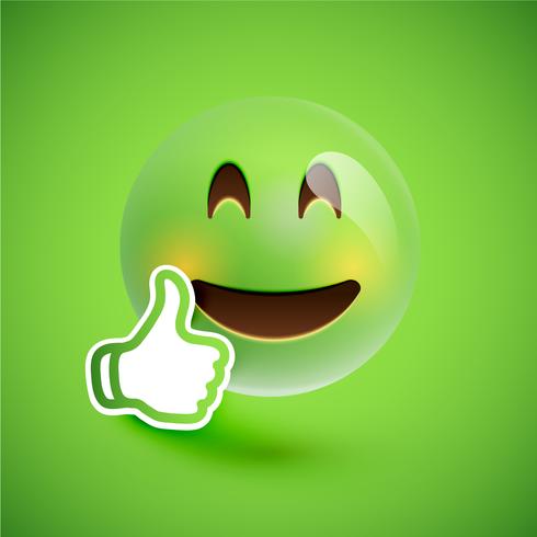 Emoticon with thumbs up, vector illustration