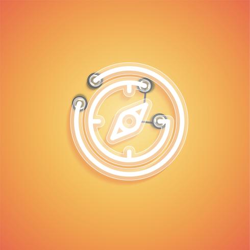 Glowing realistic neon icon for web, vector illustration