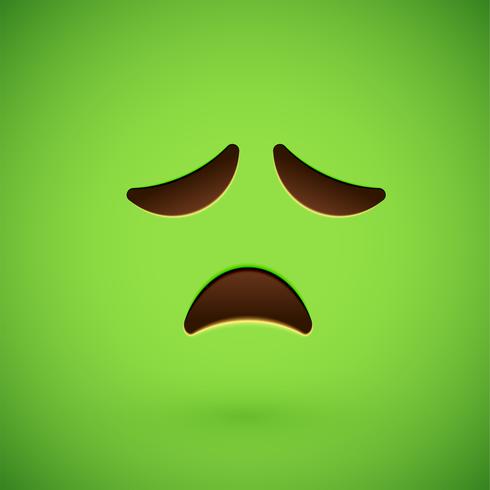 Green realistic emoticon smiley face, vector illustration