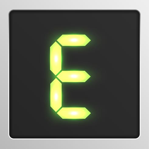 Digital character set typeface on a screen, vector illustration
