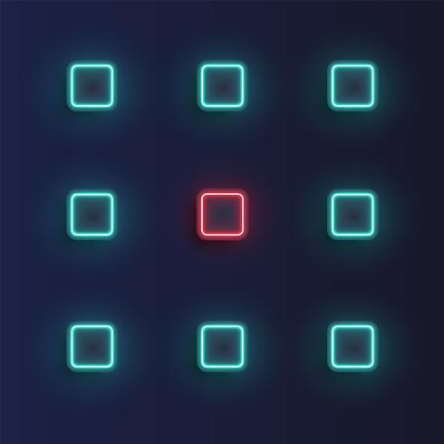 High-detailed neon buttons background, vector illustration