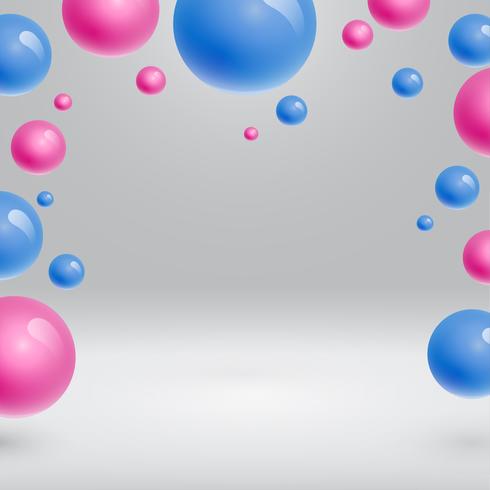 Colorful spheres floating, realistic vector illustration