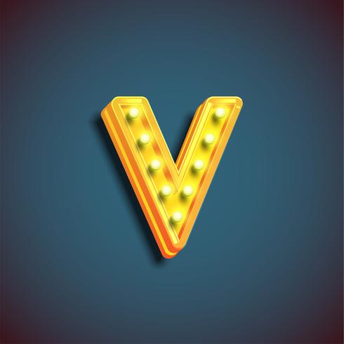 'Broadway' character with lamps from a fontset, vector illustration