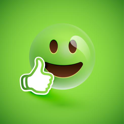 Emoticon with thumbs up, vector illustration