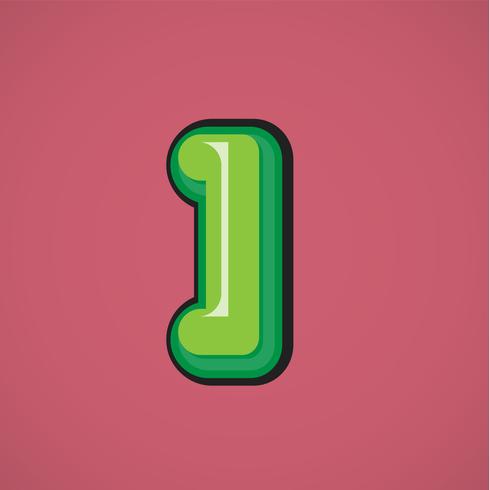 Green comic character from a fontset, vector illustration