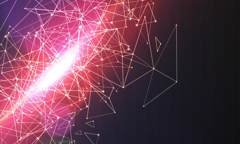 Abstract polygonal colorful background  with connected dots 