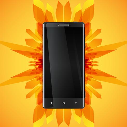 Yellow abstract background and a realistic smartphone for business, vector illustration