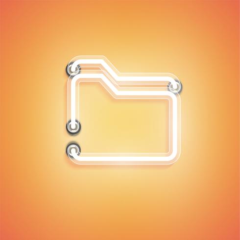 Glowing realistic neon icon for web, vector illustration