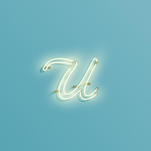 Realistic neon character from a fontset, vector illustration