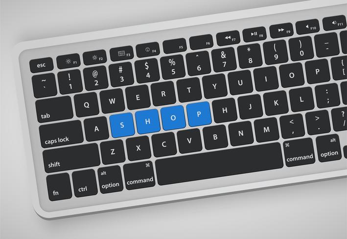 Las letras en el teclado forman una palabra, ilustración vectorial vector