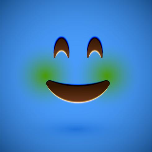 Blue realistic emoticon smiley face, vector illustration