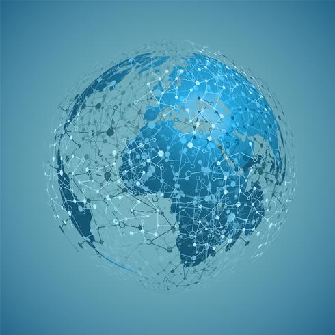World globe on a blue background, vector illustration 309152 Vector Art