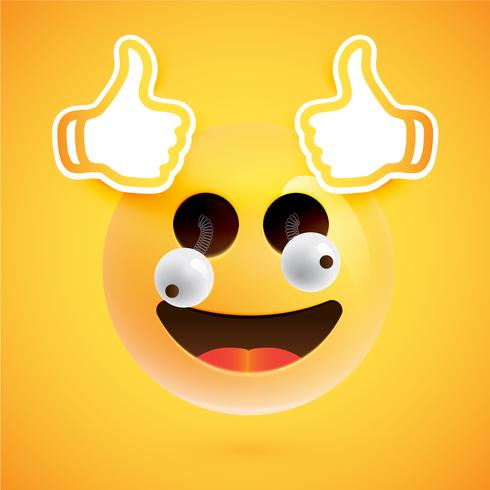 Emoticon with thumbs up, vector illustration